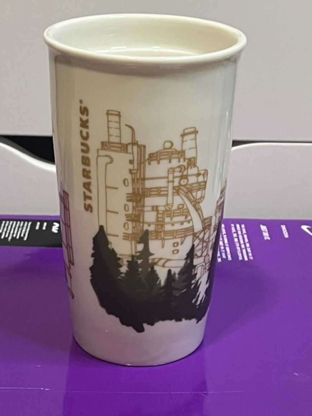 Starbucks Coffee 2015 Seattle Gas Works 12 oz Double Wall Ceramic Tumbler No Lid